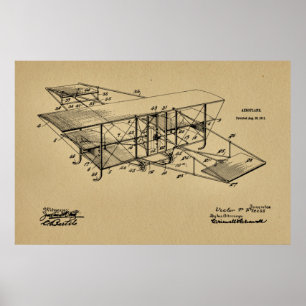 1911 Aeroplane Aeroplane Patent Art Drawing Print