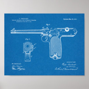 1911 Automatic Gun Patent Art Drawing Print