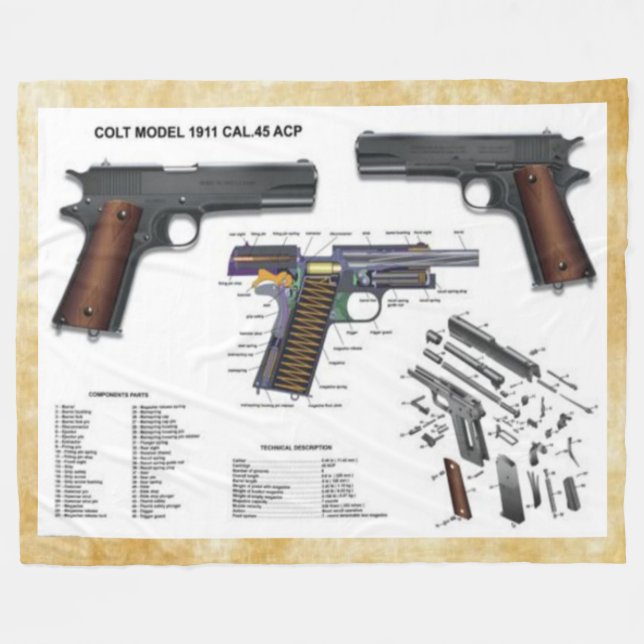 1911 COLT PISTOL FLEECE BLANKET (Front (Horizontal))