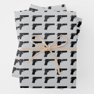 1911 Gun Silhouette Pattern Target Sports Wrapping Paper Sheet