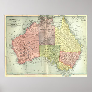 1911 Map of Australia Poster