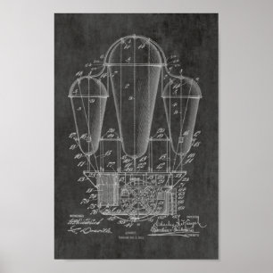 1911 Old Airship Balloon Patent Art Drawing Print