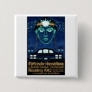 1912 Electricity Expo Poster 15 Cm Square Badge