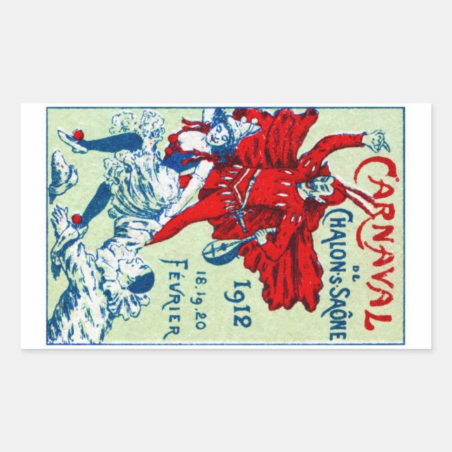 1912 French Carnaval Rectangular Sticker (Front)