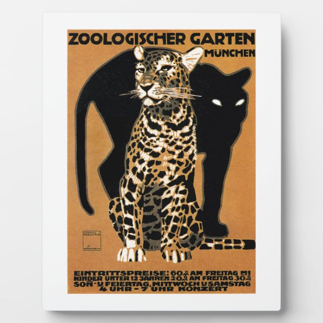 1912 Ludwig Hohlwein Leopard Munich Zoo Poster Plaque (Front)