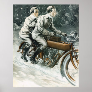 1912 Vintage Motorcycle Illustration Poster
