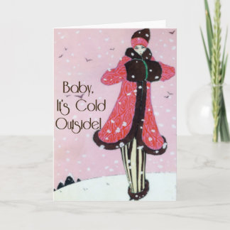 1913 Art Deco Winter Fashion Scene Holiday Card