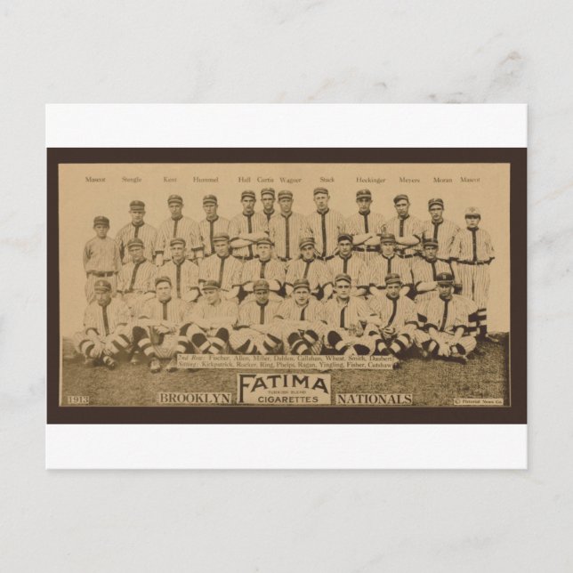 1913 Brooklyn Dodgers Fatima Tobacco Card Print (Front)