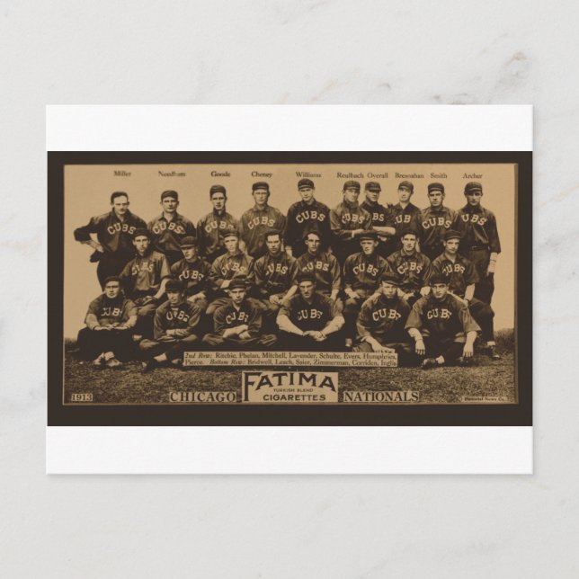 1913 Chicago Cubs Fatima Tobacco Card Print (Front)