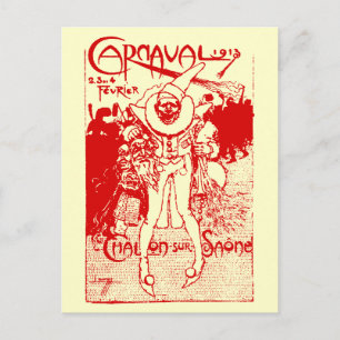 1913 French Carnival Poster, red Postcard