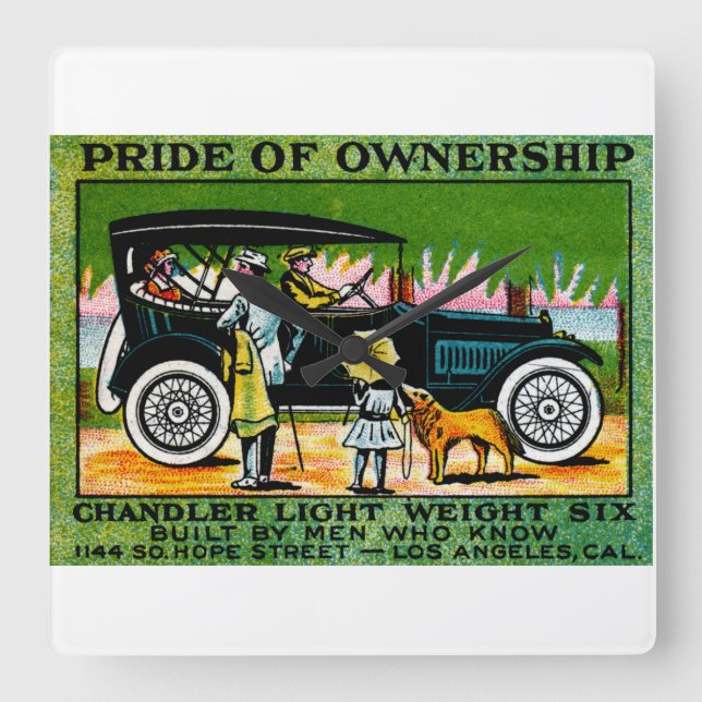 1914 Chandler Automobile Poster Square Wall Clock (Front)