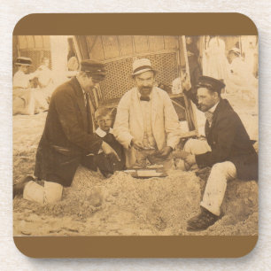 1914 fun on the beach in Germany RPPC Coaster