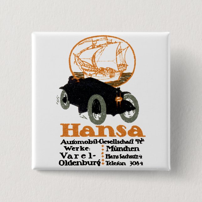 1914 Hansa Automobile 15 Cm Square Badge (Front)