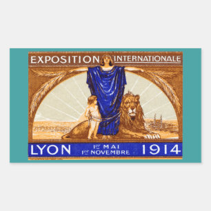 1914 Lyon International Expo Poster Rectangular Sticker