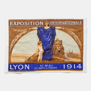 1914 Lyon International Expo Poster Tea Towel