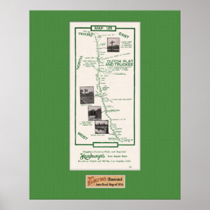 1914 Map, Dutch Flat to Truckee - Grn Mat Poster