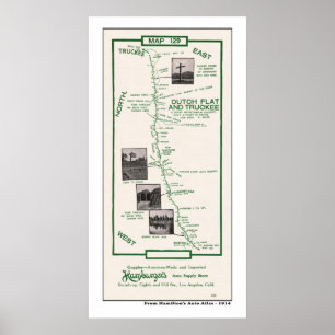 1914 Map, Dutch Flat to Truckee - Poster