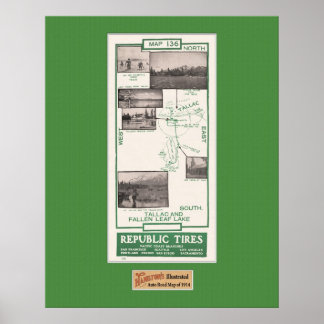 1914 Map, Fallen Leaf Lake and Tallac Poster