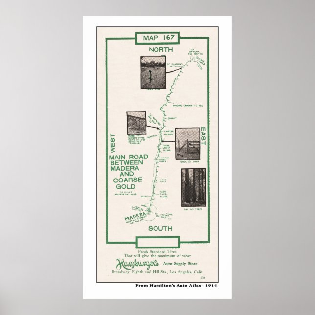 1914 Map, Madera to Coarse Gold Poster (Front)