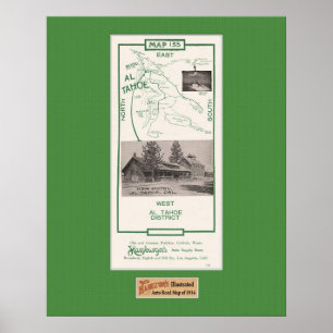 1914 Map of Tahoe Area, Al Tahoe Poster