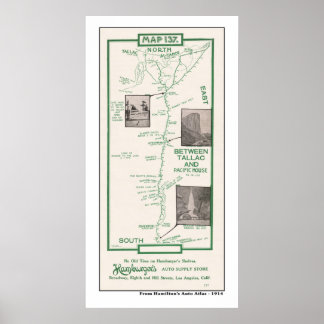 1914 Map, Tahoe, Pacific House to Tallac Poster