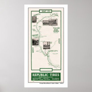 1914 Map, Truckee to Verdi Poster
