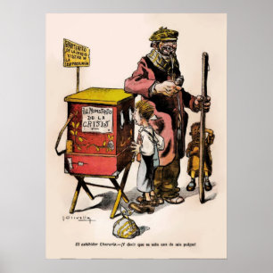 1914 Vintage Cartoon Argentina Crisis Poster