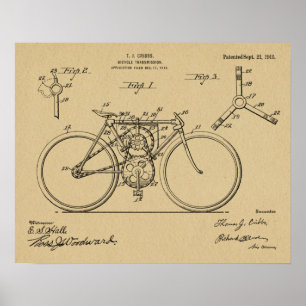 1915 Bicycle Transmission Design Patent Art Print