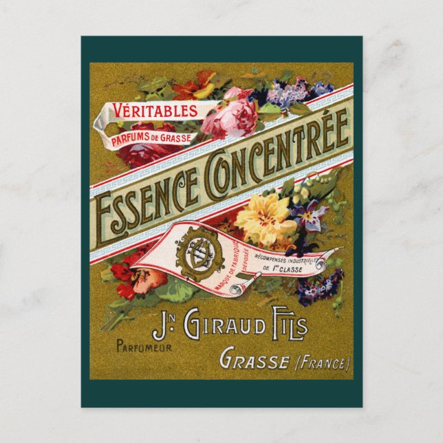 1915 Essence Concentree French perfume Postcard (Front)