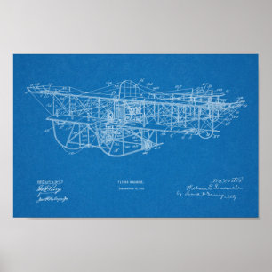 1915 Flying Machine Aeroplane Patent Drawing Print