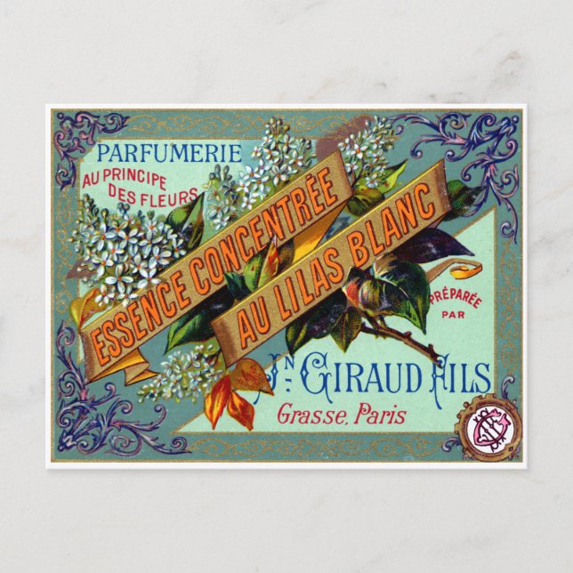 1915 French White Lilac perfume Postcard (Front)