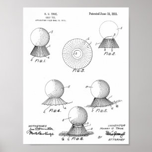 1915 Golf Ball Tee Design Patent Art Print