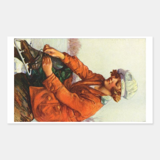 1915 Ice Skating Rectangular Sticker (Front)