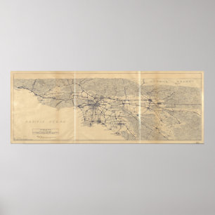 1915 Map Los Angeles, Auto Club of Southern CA Poster
