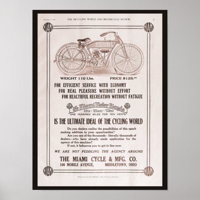 1915 Miami motorcycle ad Poster (Front)