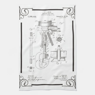 1915 Patent drawing for outboard motor on kitchen Tea Towel