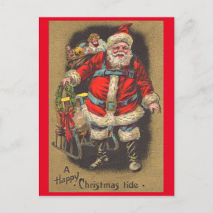 1915 Santa Claus with his sleigh and toys Holiday Postcard