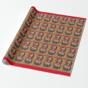 1915 Santa Claus with his sleigh and toys Wrapping Paper
