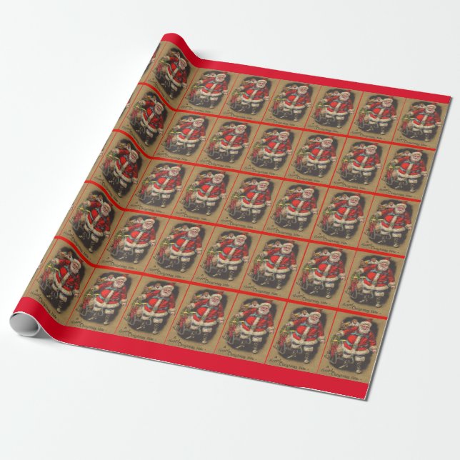 1915 Santa Claus with his sleigh and toys Wrapping Paper (Unrolled)