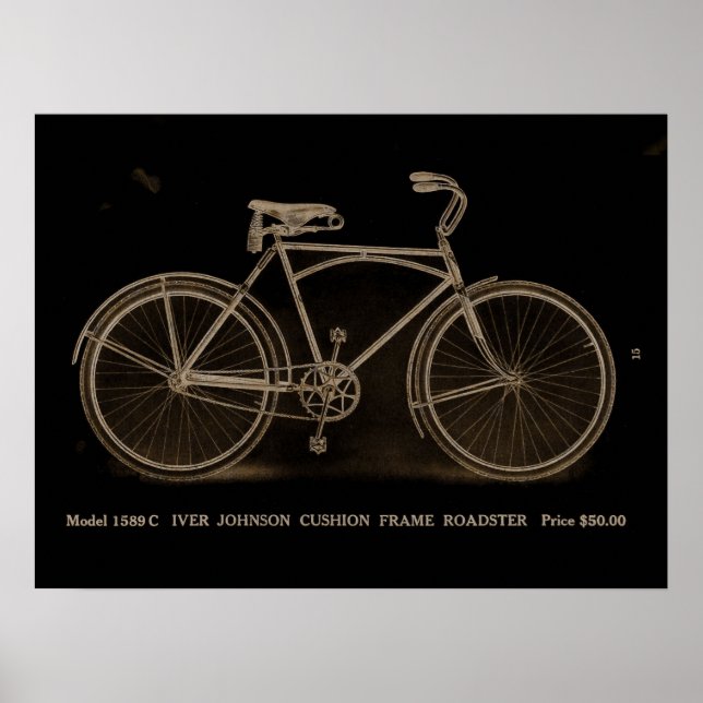 1915 Vintage Iver Johnson Bicycle Ad Art Poster (Front)