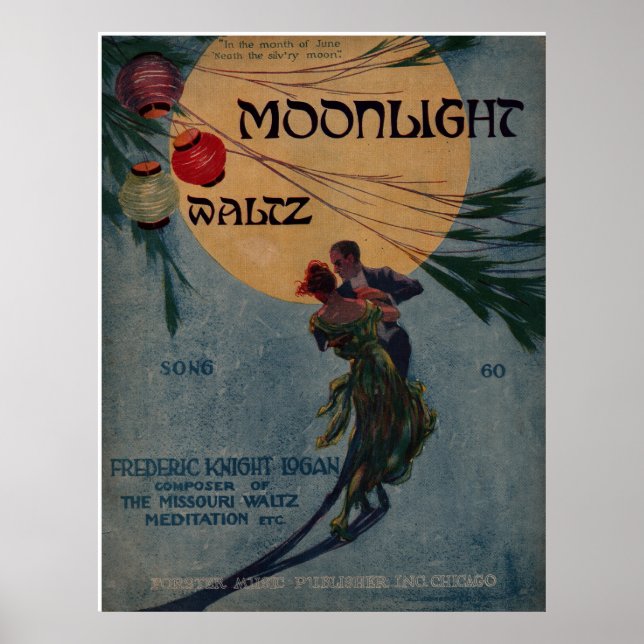 1916 Sheet Music "MOONLIGHT WALTZ" Poster (Front)