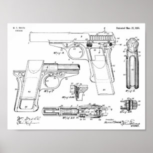 1916 Smith Gun Patent Art Drawing Print