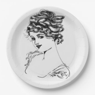 1917 Art Nouveau Ink Drawing By My Grandpa Paper P Plate