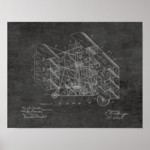 1917 Flying Machine Aeroplane Patent Art Drawing Poster