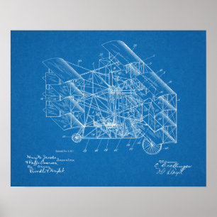 1917 Flying Machine Airplane Patent Art Drawing Poster