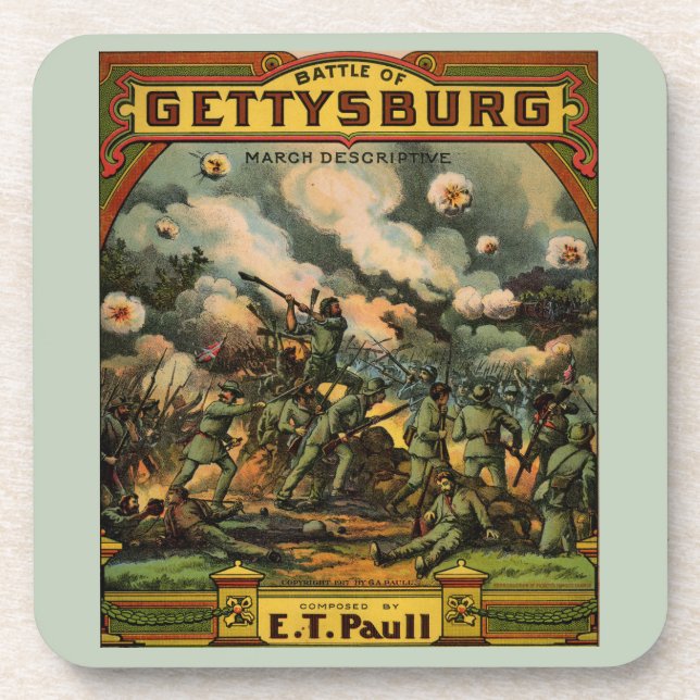 1917 The Battle of Gettysburg sheet music cover Coaster (Front)