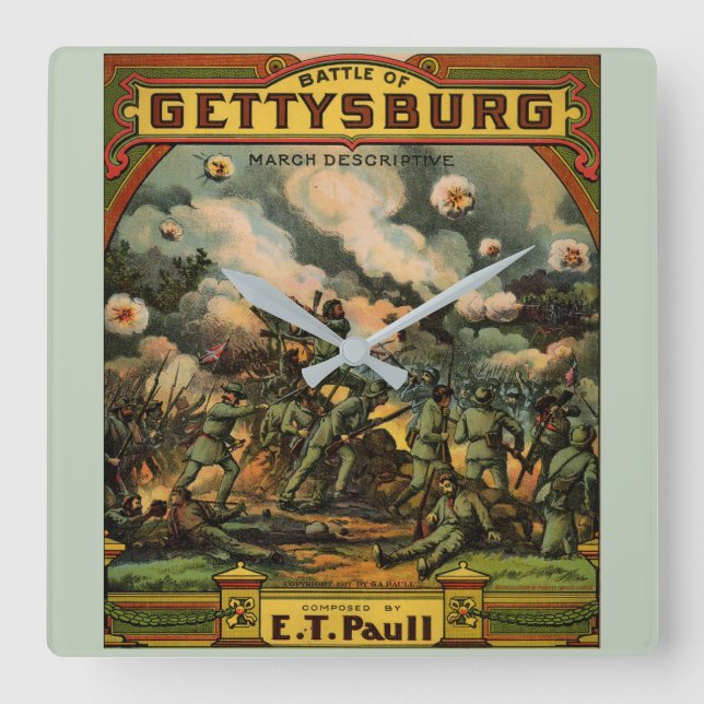 1917 The Battle of Gettysburg sheet music cover Square Wall Clock (Front)