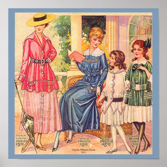 1917 Women's and Girls Fashions, Beautiful Vintage Poster (Front)