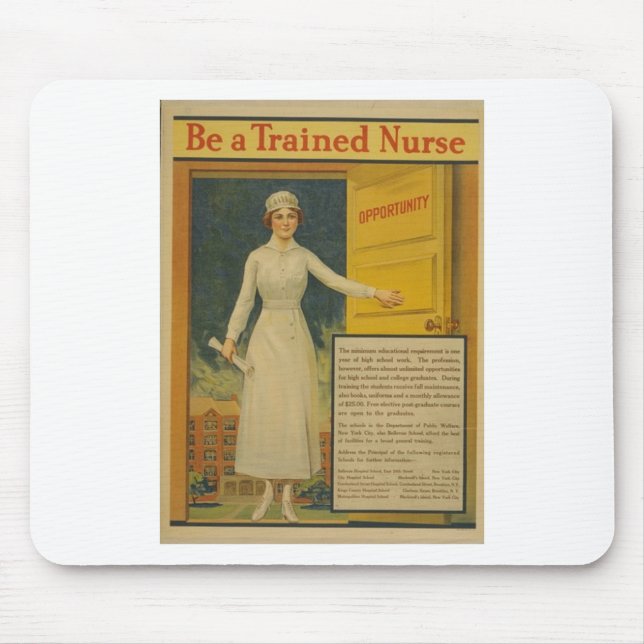 1917 WWI Poster Be A Trained Nurse -Nursing School Mouse Pad (Front)
