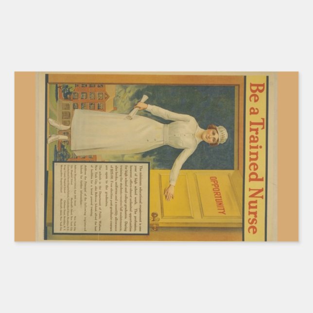 1917 WWI Poster Be A Trained Nurse -Nursing School Rectangular Sticker (Front)